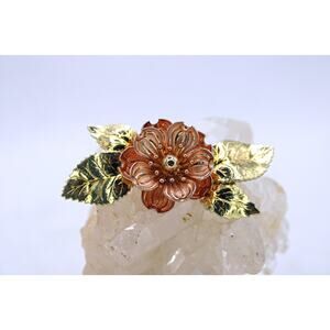 Vintage Krementz Two-Tone Gold Tone Floral Brooch